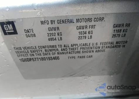 2008 Cadillac Cts Standard z USA, uszkodzony, nr VIN 1G6DF577180193466